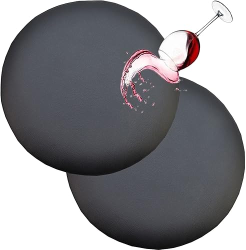 HFCNMY Fundas de taburete redondas, paquete de 2 fundas de taburete redondas de poliuretano impermeables con bandas elásticas, fundas para sillas de
