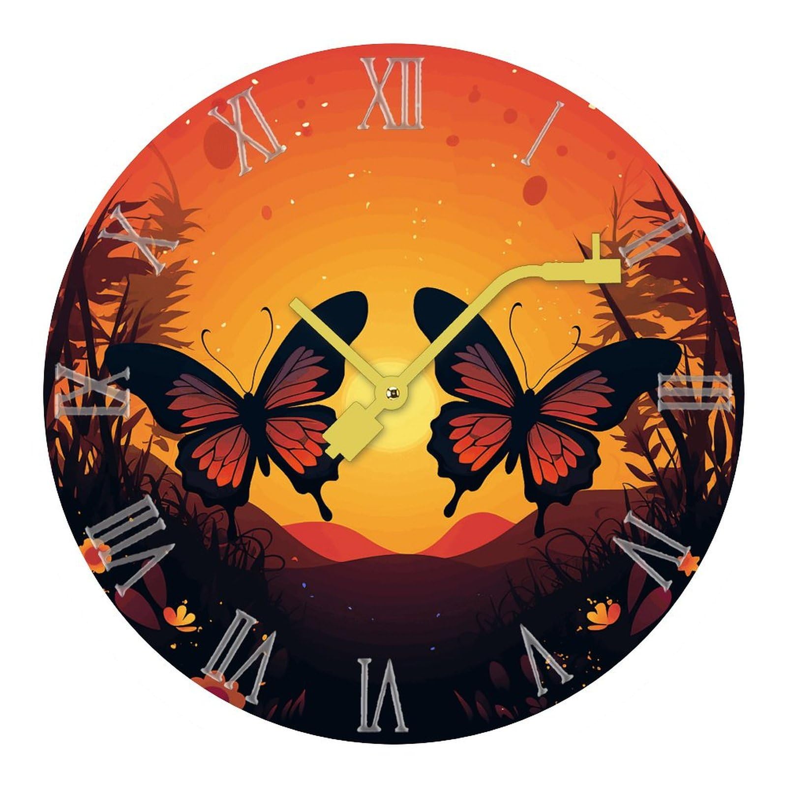Horloge murale silencieuse aux motifs de papillons pour adoucir la maison