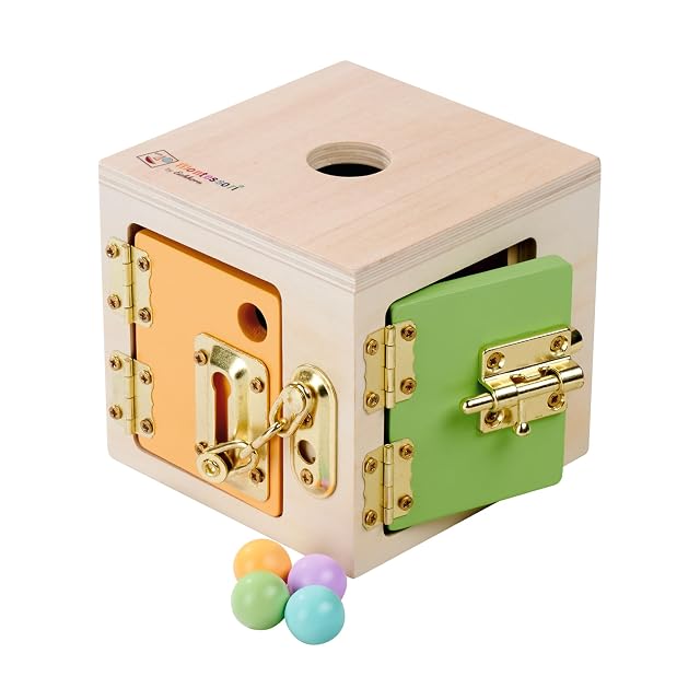 Eichhorn Montessori Cubo de Aprendizaje con Cerraduras, Madera, +3