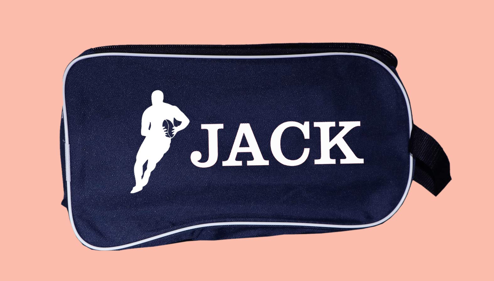 PROSTYLE SPORTS Personalised Football Boot Bag, Shoes bag (Navy) (Rugby Player with Name)
