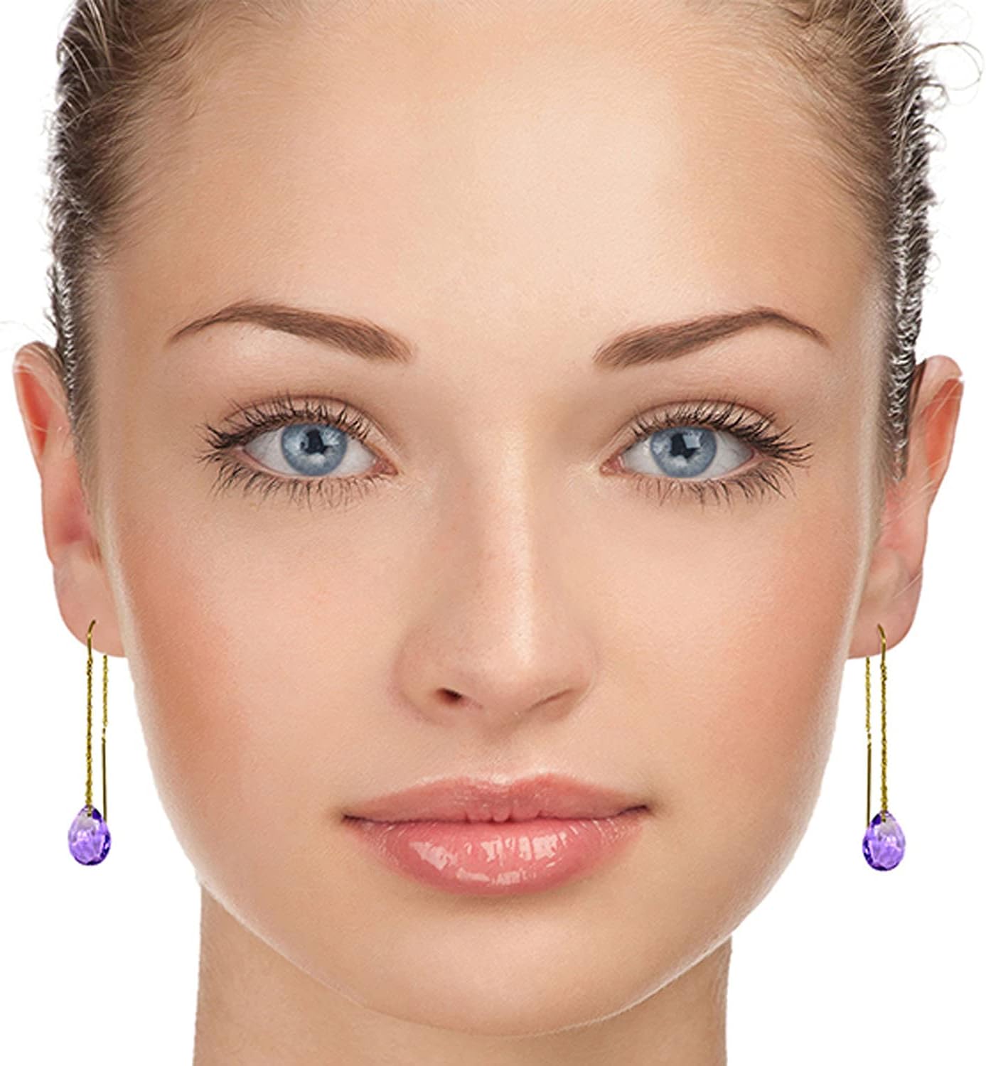 Galaxy Gold GG 14k Solid Gold Amethyst Threaded Earrings