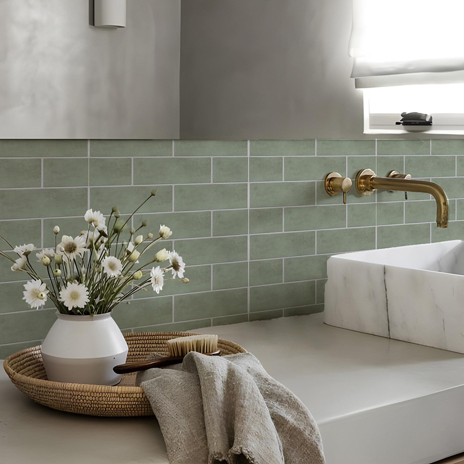 Vinyl Square Wall Tile Sticker,Stick Kitchen Backsplash Waterproof Tile Decals for Home Bathroom Self-Adhesive Peel&Stick PVC Floor Sticker-7.78"x7.87" in