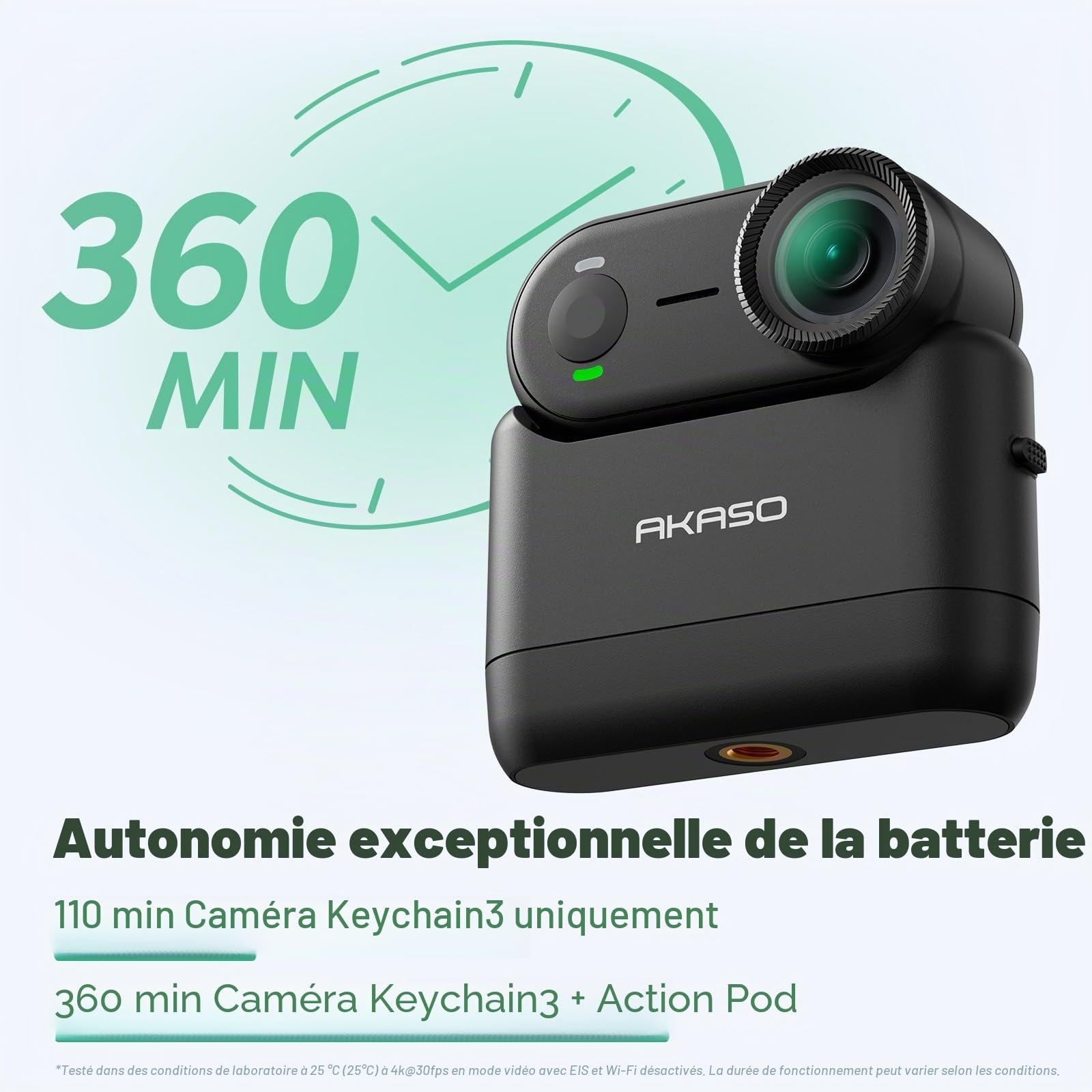 AKASO Keychain3 Camera Sport Portable 4K Mini Caméra Vlog Stabilisation