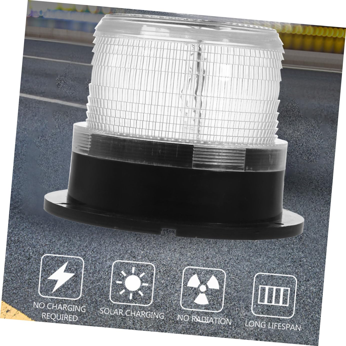 Feu D’avertissement de Toit pour Véhicule, Stroboscope Solaire LED Noir | Abs et Métal, Base Magnétique, Intensité Élevée, pour Véhicule et Camion de Secours