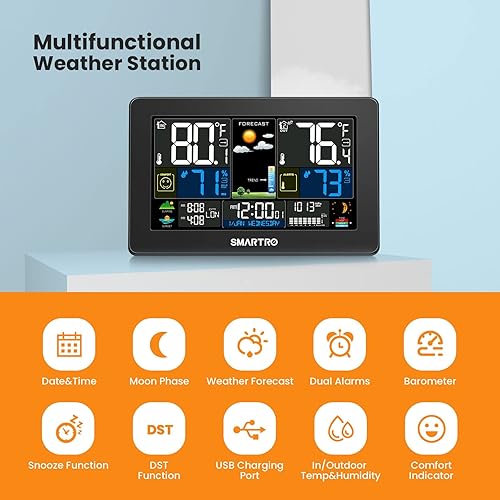 Miniatura 7 de SMARTRO SC92 Termómetro profesional para interiores y exteriores inalámbrico + estación meteorológica SC93 termómetro inalámbrico para interiores y
