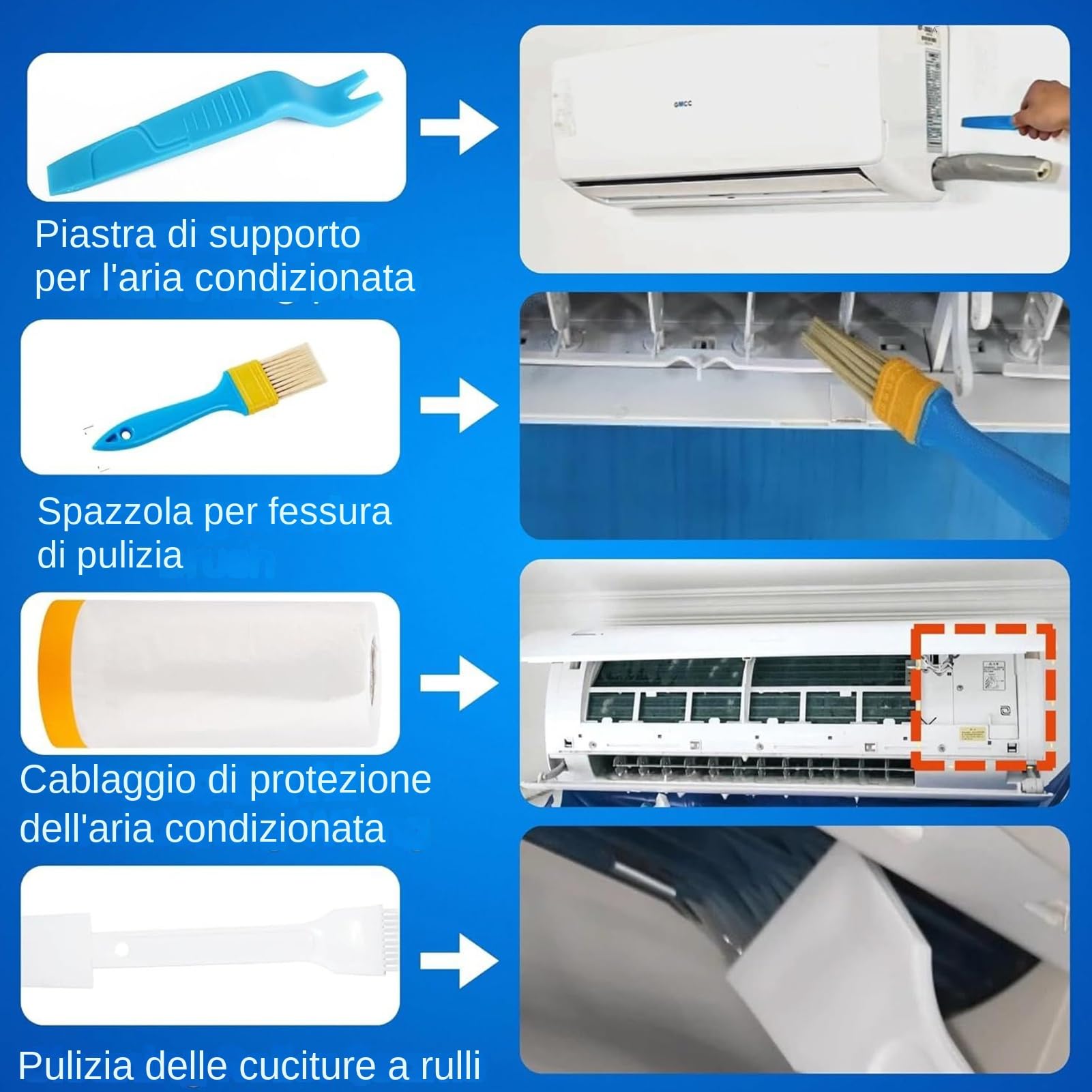 Kit De Nettoyage Climatiseurs | Kit Pour Mini Split - Outils pour Systèmes de Climatisation, Protecteur De Poussière Mural pour Lavage À La Maison