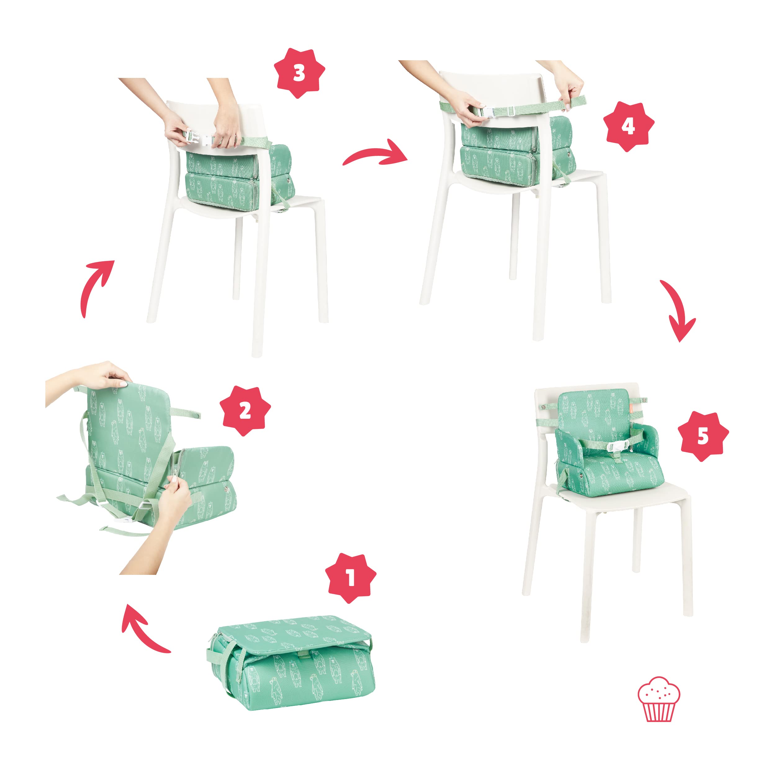 Badabulle Réhausseur de Chaise Bébé Nomade - 2 en 1 - Compact - 6 mois à 3ans (15kg)