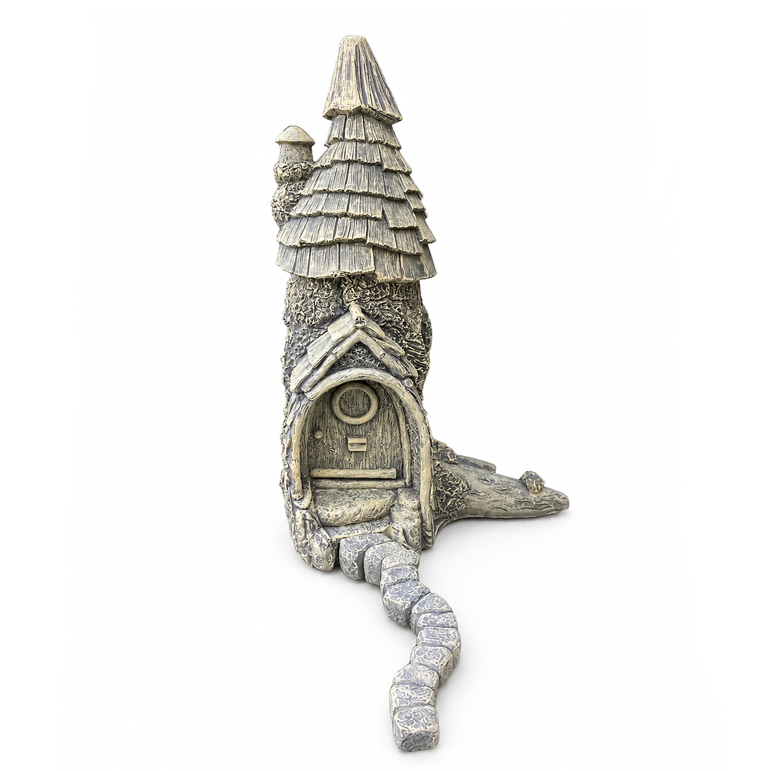 Garden Mile Fairy House Garden Ornament 30cm Textured Resin Fairy Cottage with Detachable Stone Path, Weatherproof Outdoor Fairy Garden Decoration for Patio, Lawn, Yard, Flower Beds & Miniature Garden