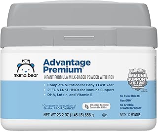 Amazon Brand - Mama Bear Advantage Baby Formula Powder with Iron, 2'-FL HMO for Immune Support, Infant Formula, 23.2 Ounce
