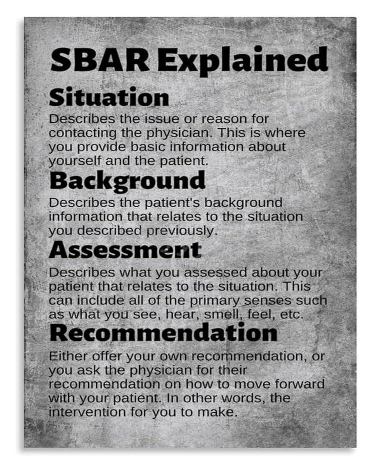 LLBOGRGGN Healthcare Team Coordination Poster SBAR for Effective Handovers Canvas Painting for Ward Conference Room