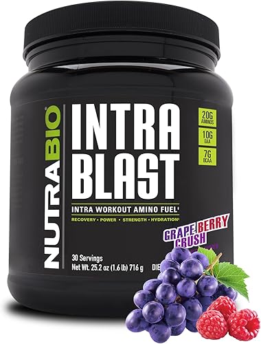 Vista 21 de NutraBio Intra Blast Bcaa - Suplemento de aminoácidos en polvo, mezcla de electrolitos e hidratación, intra, preentrenamiento y recuperación