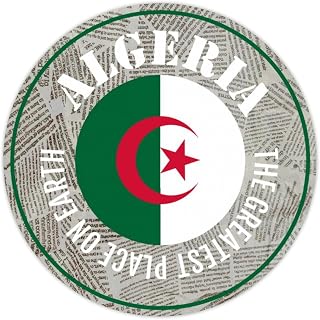 Zyadsinoudor 50 Pcs Algeria Flag Vinyl Stickers The Greatest Place on Earth Vinyl Laptop Sticker National Day Durable Round Decal Perfect for Water Bottle Laptop Phone Skateboard Suitcase 2inch