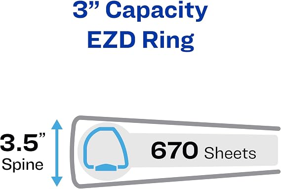 Avery Heavy-Duty 3 Ring Binder, 3 EZD Rings, 1 Black Binder | For Heavy School, Home and Office Use, Tear-Resistant Spine, DuraEdge Split-Resistant Sides, Nonstick Interior Pockets