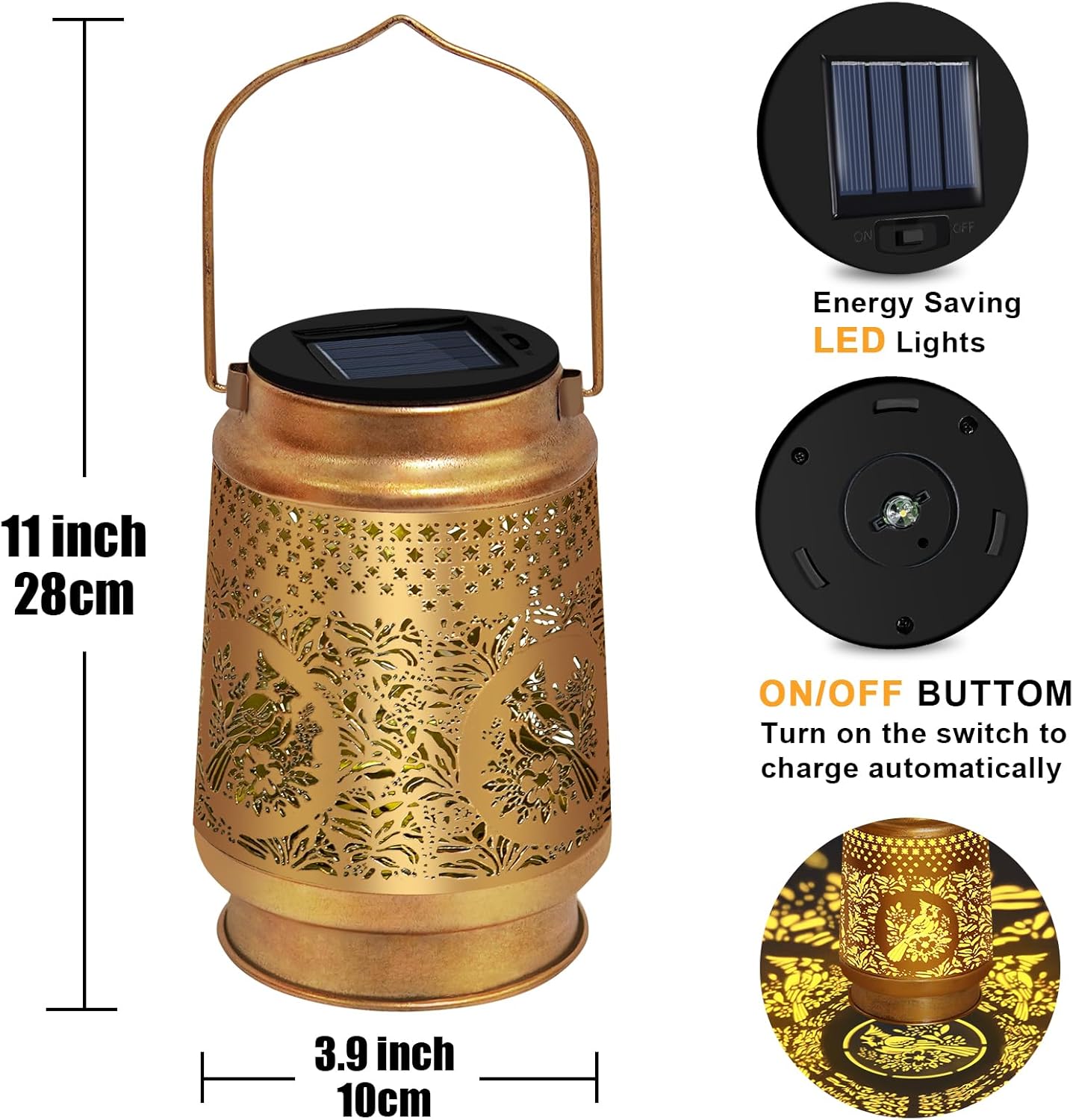 Solar Lanterns Outdoor Waterproof Hanging Lights +4 Pack Solar Lantern Replacement Top (Top Size 3.3inch, Bottom Size 2.91 inch) Lantern Light Lids