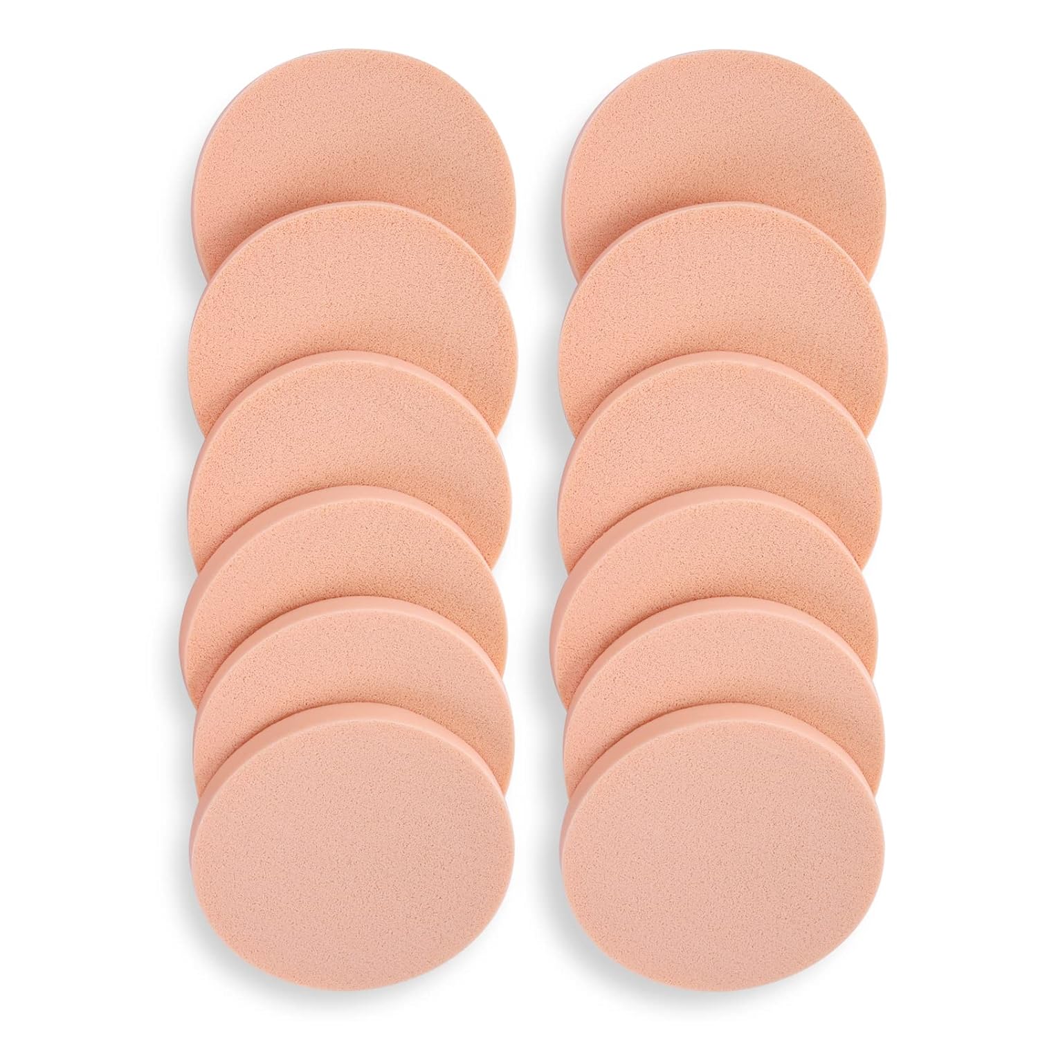 Molain Powder Puff Sponge 12 Pieces Round Shaped Make Up Beauty Face Blender For Liquid Foundation Washing Cleansing Cosmetic Applicators (12 PCS Skin Color)