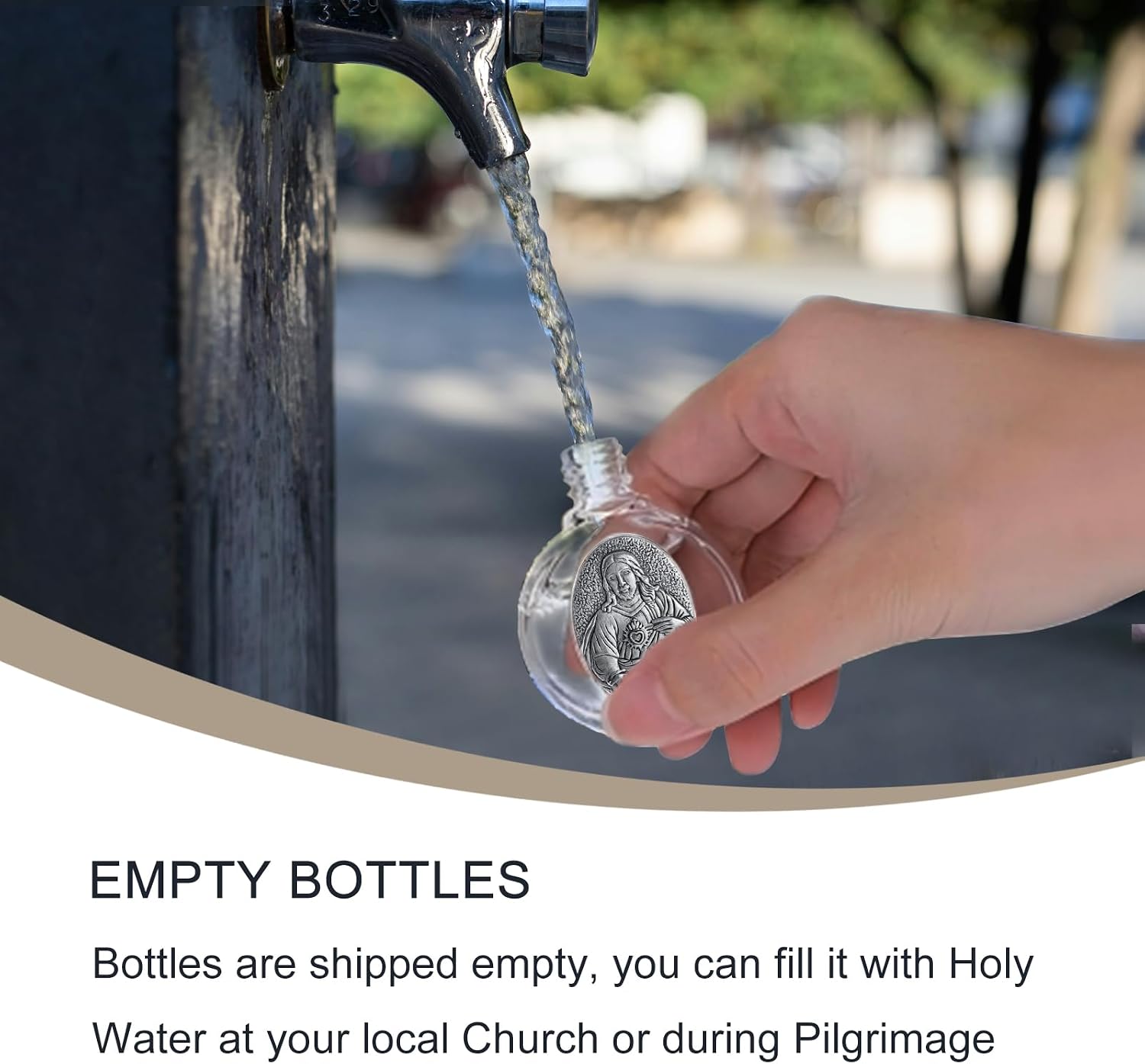 KOMI 12PCS Glass Holy Water Bottle 0.5 floz Mini Holy Water Container with Embossed Sacred Heart of Jesus Religious Empty Travel Bottle Church Catholic Gifts image 4