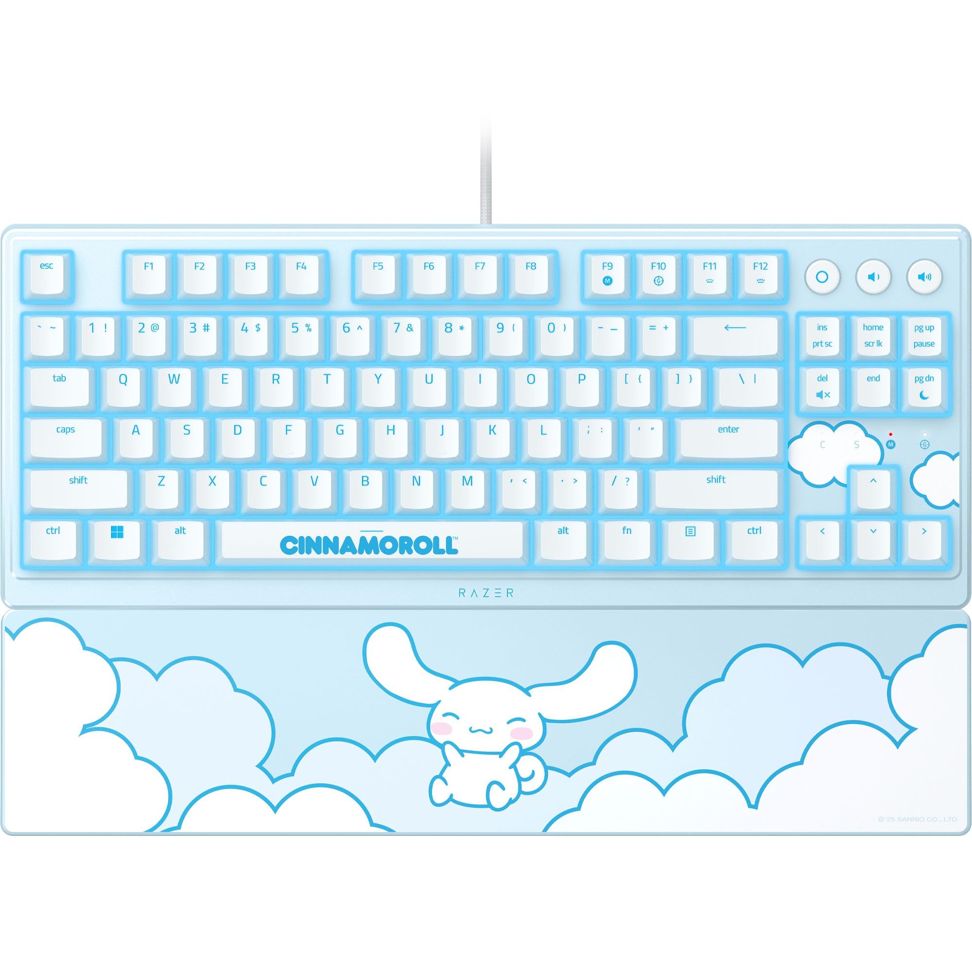 Razer Ornata V3 TKL Gaming Keyboard: Tasti a basso profilo - Interruttori Mecha-Membrana - Copritasti rivestiti UV - Tasti multimediali retroilluminati - Illuminazione RGB a 8 zone - Wrest magnetico