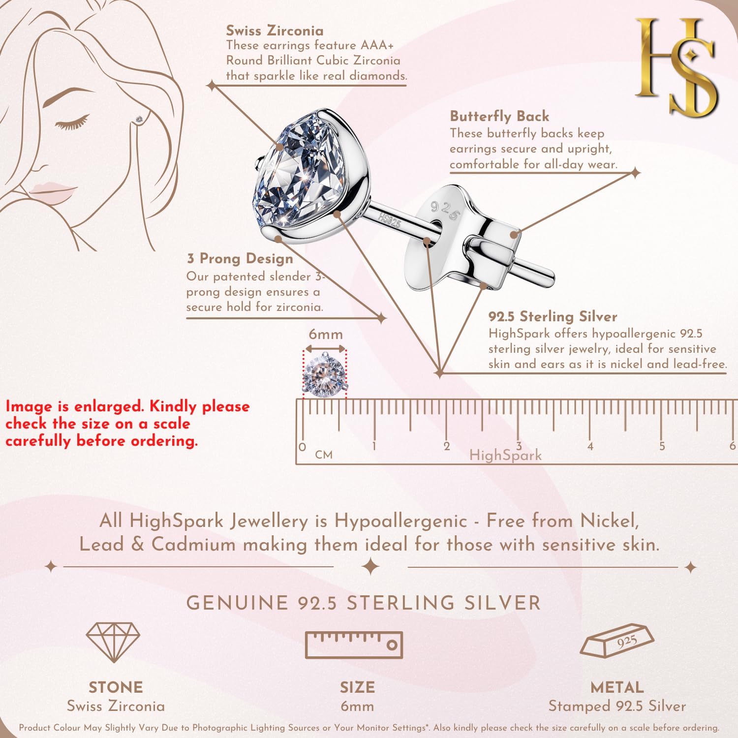 HighSpark "Sparkling Martini" Solitaire Earrings | 92.5 Sterling Silver and Diamond like Brilliance Sparkling Zirconia | Lovely Gift