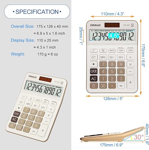 Miniatura 7 de Calculadora de escritorio de bolsillo de tamaño pequeño y bolsa de archivos impermeable de doble bolsillo grande con asa