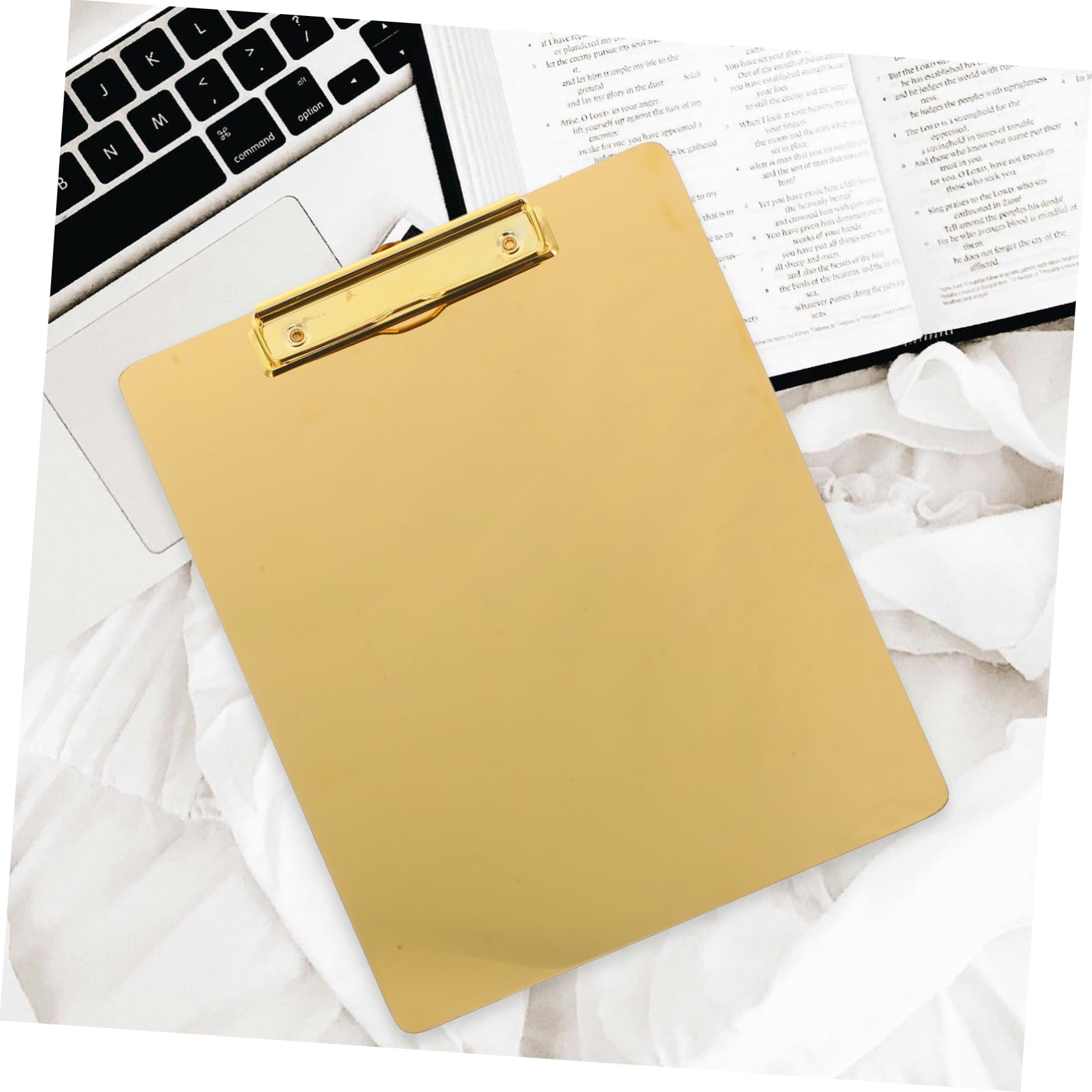 Klemmbrett Organizer A4 Edelstahl Gold mit Flachem Clip für Schule