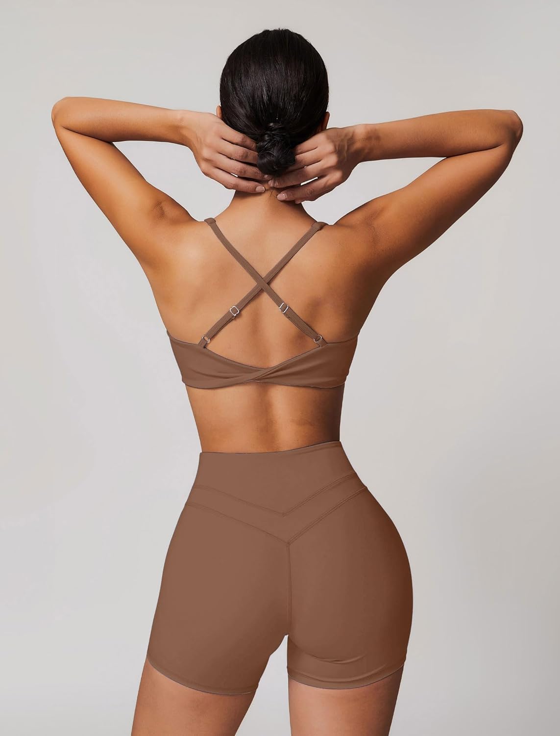 ABOCIW Womens V Neck Twist Back Sports Bra Padded Low Impact Fitness Yoga Bra Workout Crop Top - Image 5