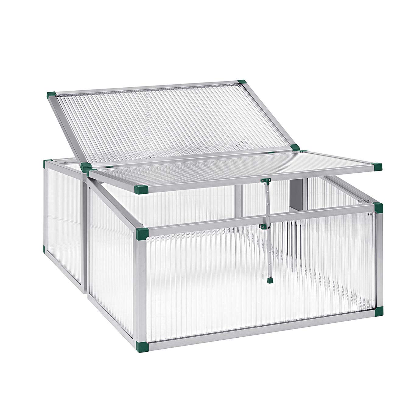 Beckmann FT4G1P Frühbeet Typ Allgäu Modell 4 Größe 1 – Extrem Stabil: Hagelfeste 16mm Platten – Made in Germany – UV-Schutz—Premium Aluminium Mini-Gewächshaus – 101x136 cm