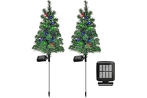2-Pack Solar Christmas Tree Garden Stake Lights for Festive Outdoor Décor