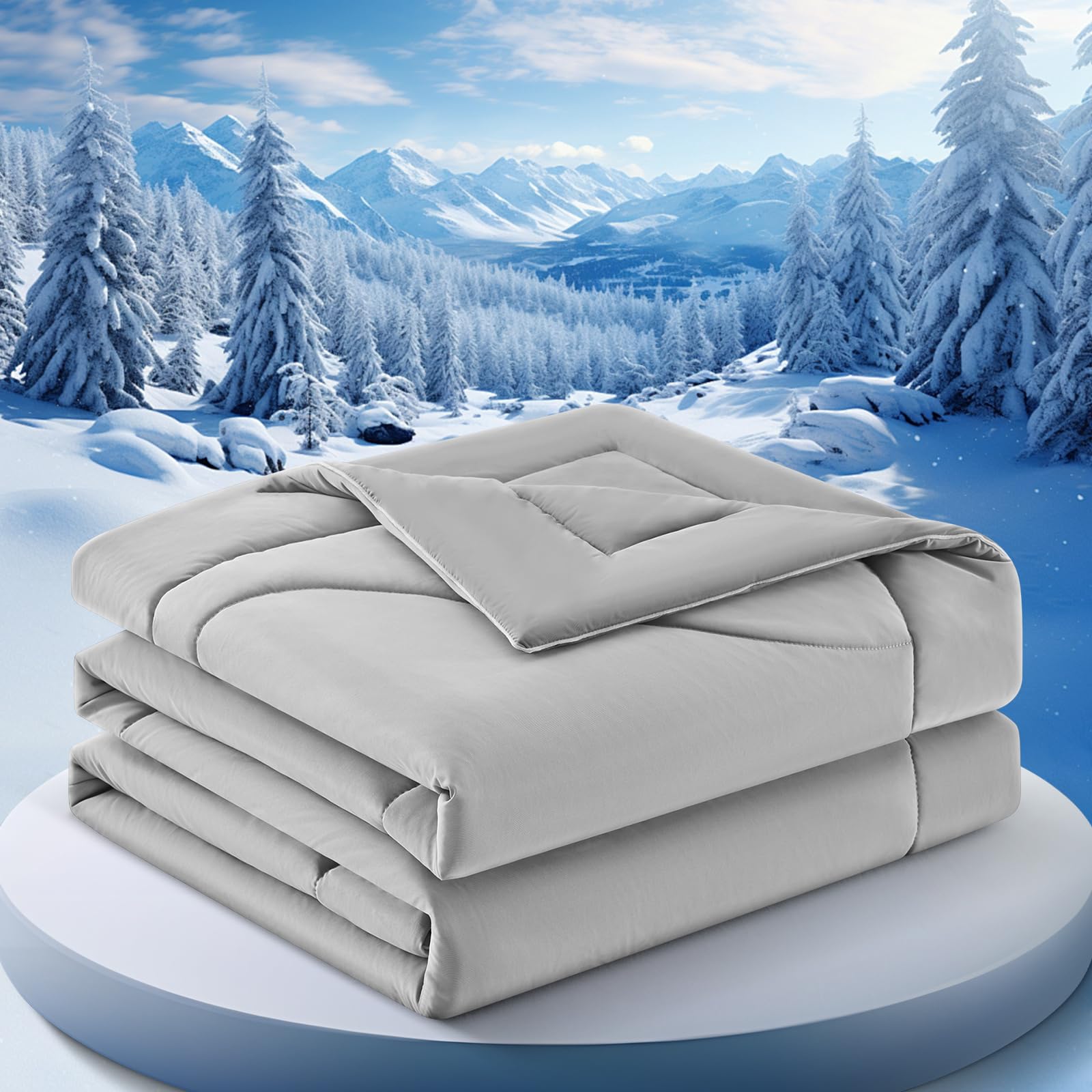 Cooling Comforter Queen Size for Hot Sleepers，68″x90″, Light Grey