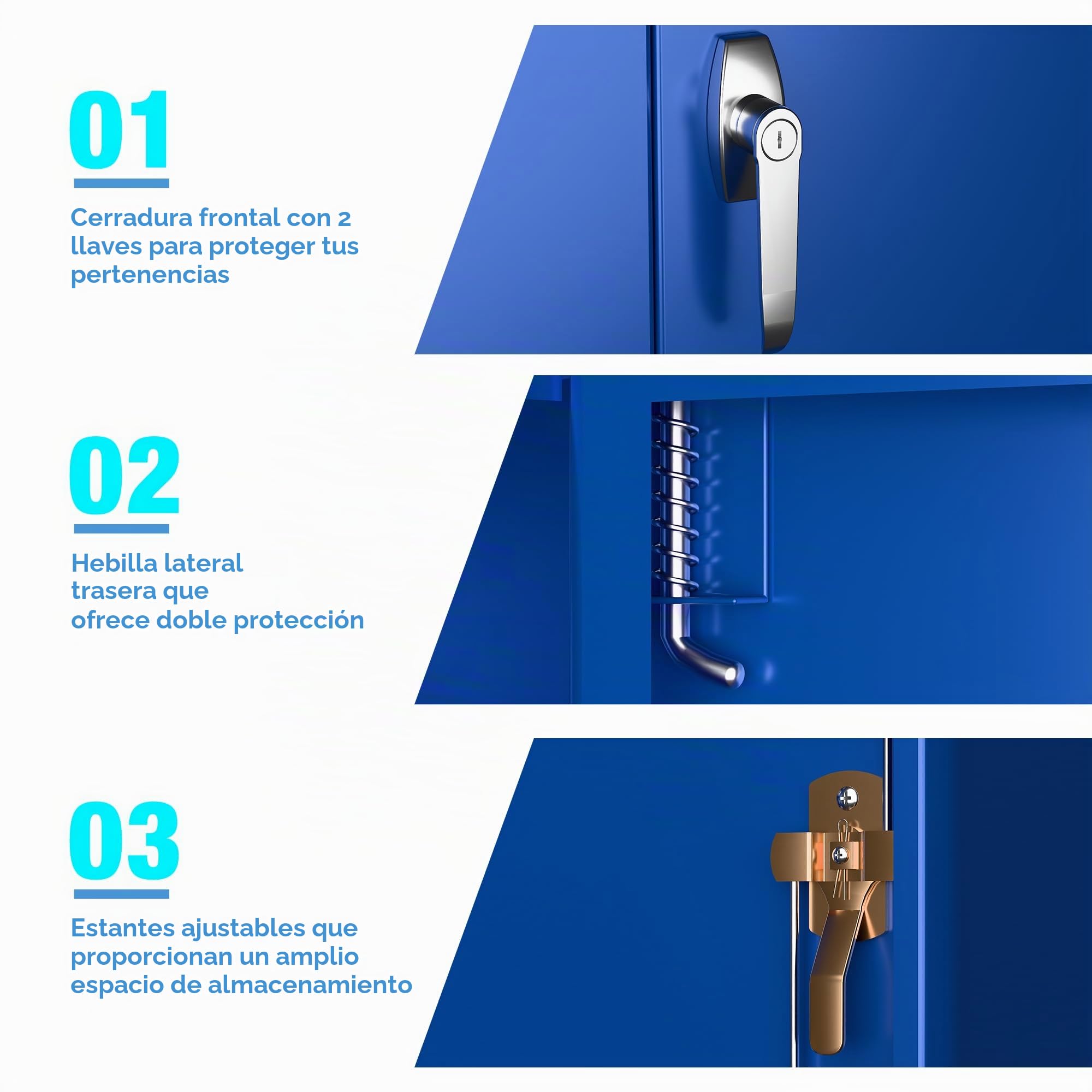 SUPEER Armario de almacenamiento de metal con 2 puertas y 4 estantes ajustables, armario de acero de 180 cm de alto para almacén, garaje, hogar, oficina, fácil de montar (azul)