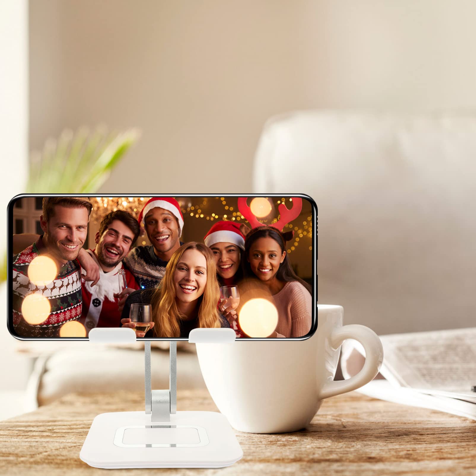 Gatuida Supporto in Metallo per Cellulare e Tablet Supporto Regolabile per Telefono da Tavolo Cuscinetto in Silicone per Stabilizzazione