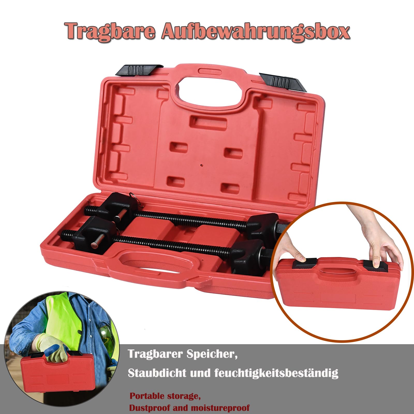 LZQ Set di 2 tensionatori a molla universali per auto, max. 375 mm, con scatola di immagazzinamento per molle di sospensione