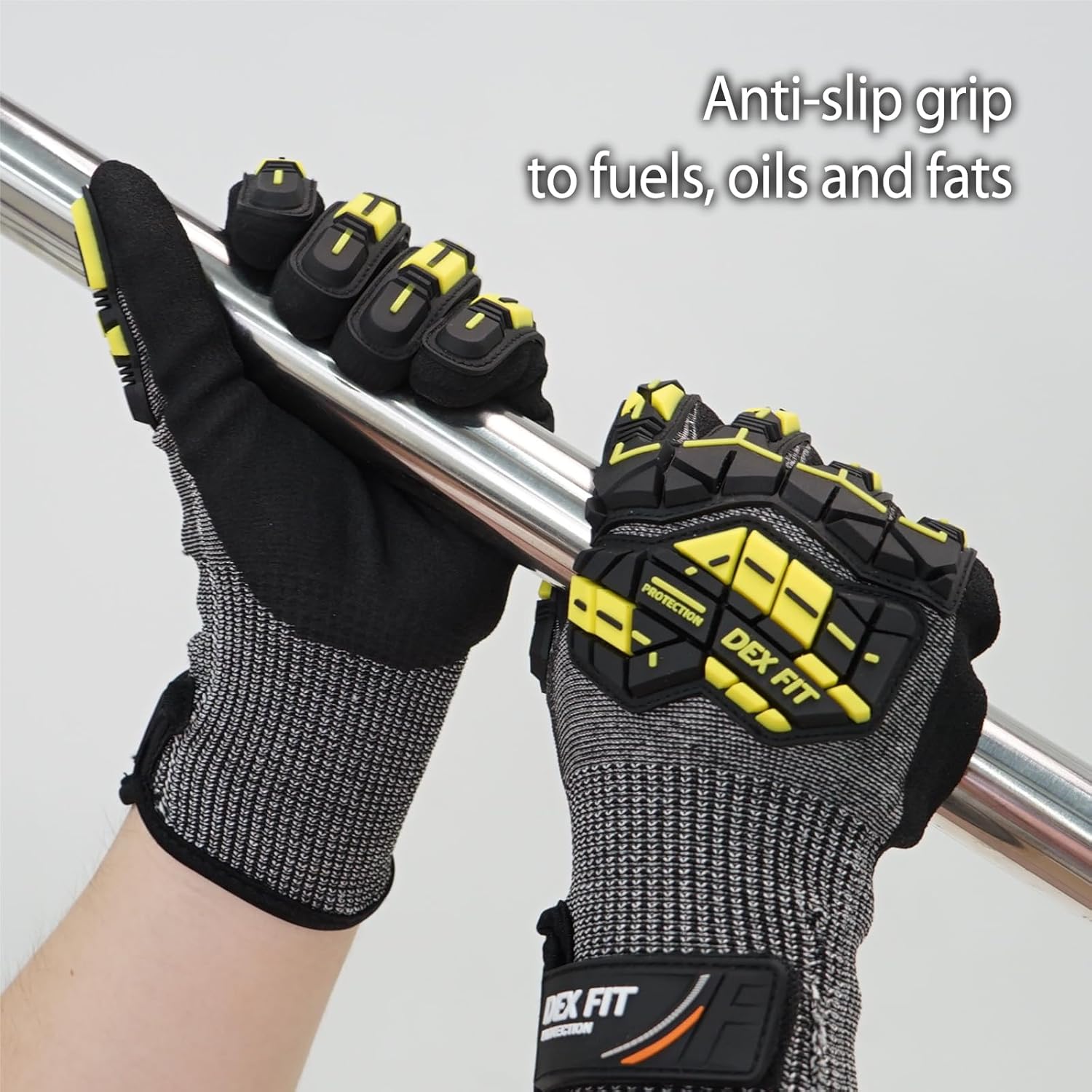 DEX FIT Level 7 Cut Resistant Gloves SSG713 Impact - Steel Fiber Protection, Sandy Nitrile Grip, Anti-Vibration, Shock Absorbing, Comfort and Dexterity, Durable and Washable; Grey XL (10) 1 Pair