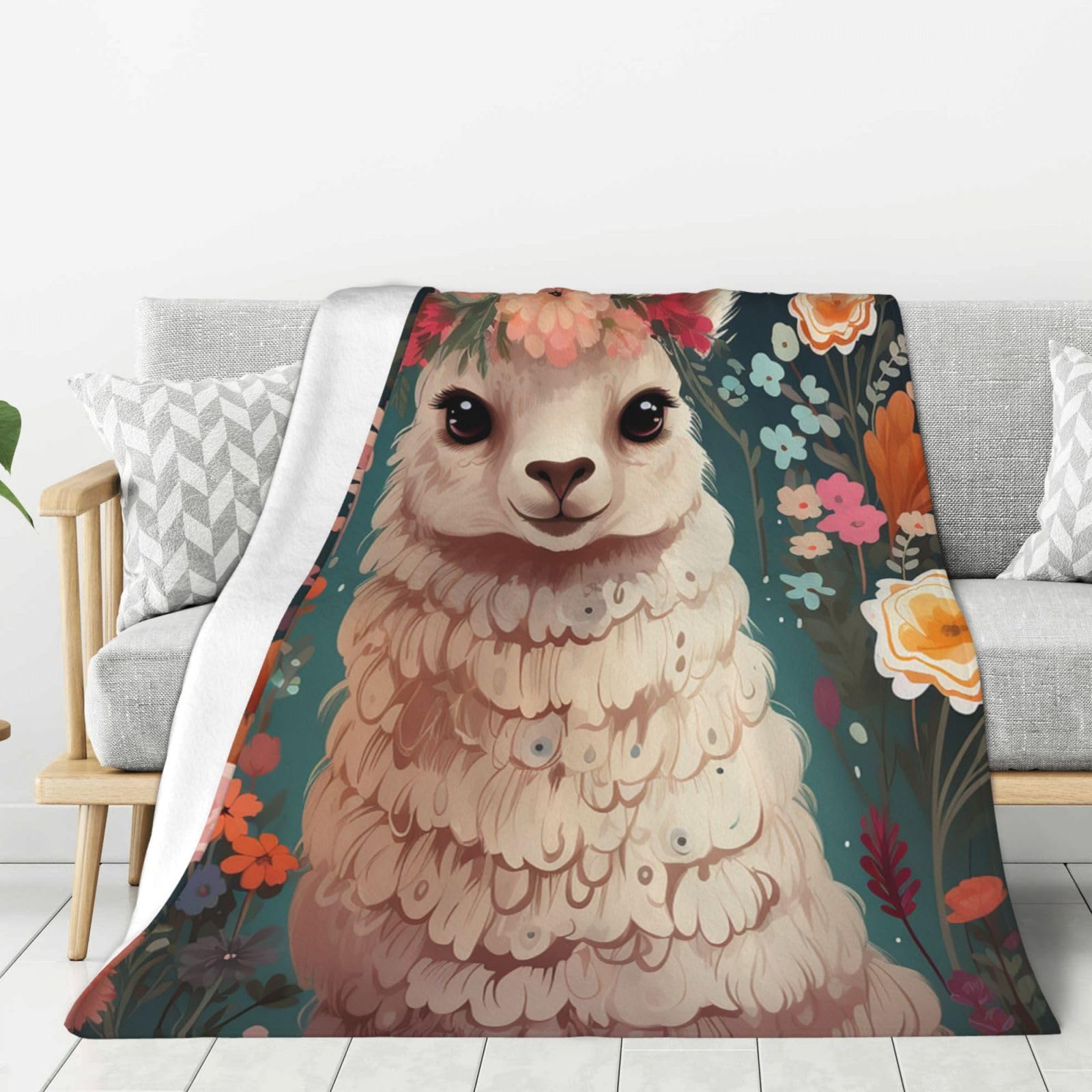 Couverture polaire en flanelle d'alpaga idéale pour voyage et canapé