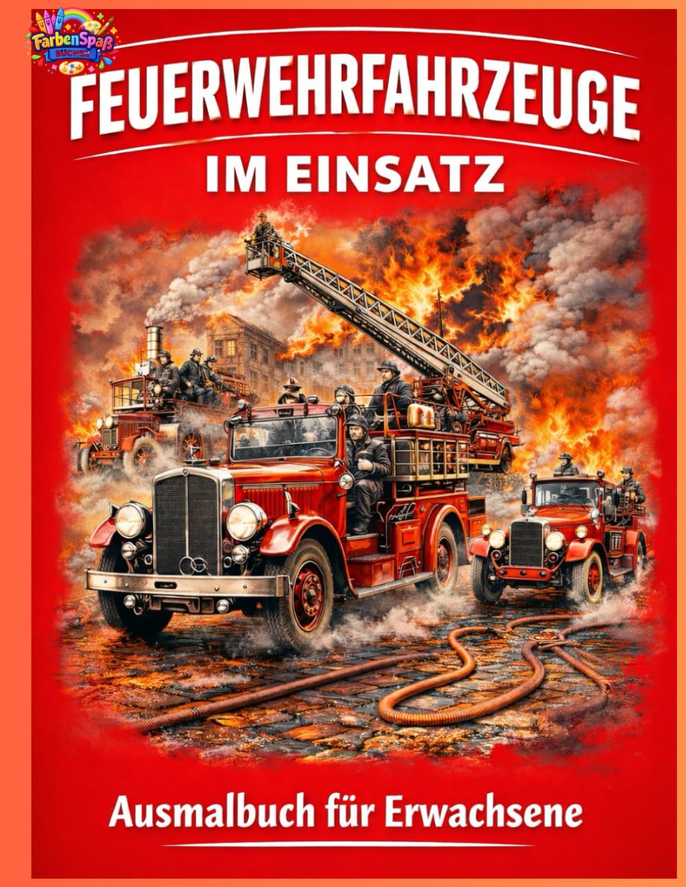 Feuerwehrfahrzeuge im Einsatz: Ausmalbuch für Erwachsene (Feuerwehr)