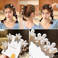Vista 3 de 10 pinzas pequeñas de perlas para el cabello para mujeres y niñas, diseño de garra de flor de perla, accesorios decorativos para el cabello