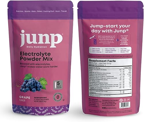 Miniatura 17 de JUNP Paquetes de electrolitos en polvo sin azúcar para agua, paquetes de hidratación instantánea con sal y potasio, cero calorías, sin