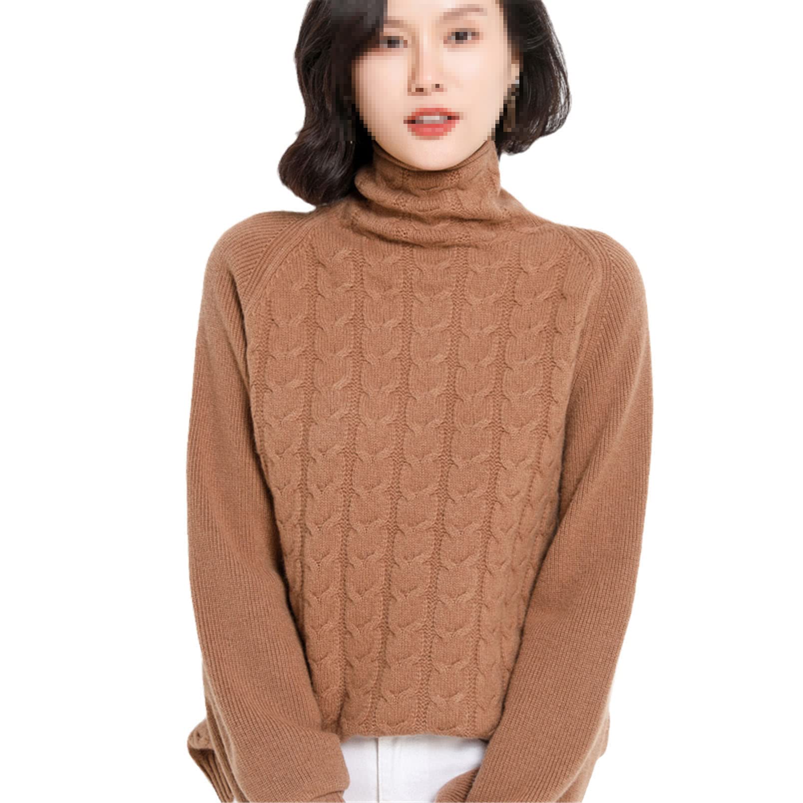 Donna Maglione Di Cashmere Pile Collare Pullover Lana Spessa Maglione Sciolto Grandi Dimensioni Caldo Maglieria