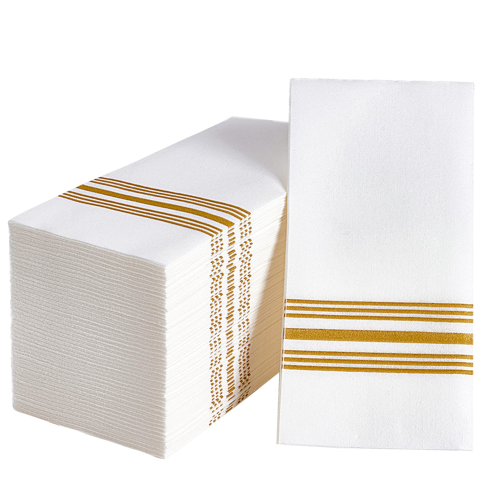 Fete 200 Asciugamani Decorativi Usa E Getta | Motivo Oro | In Lino Sintetico 20,5x10,5 Cm Piegati | Per Matrimoni E Cene Formali