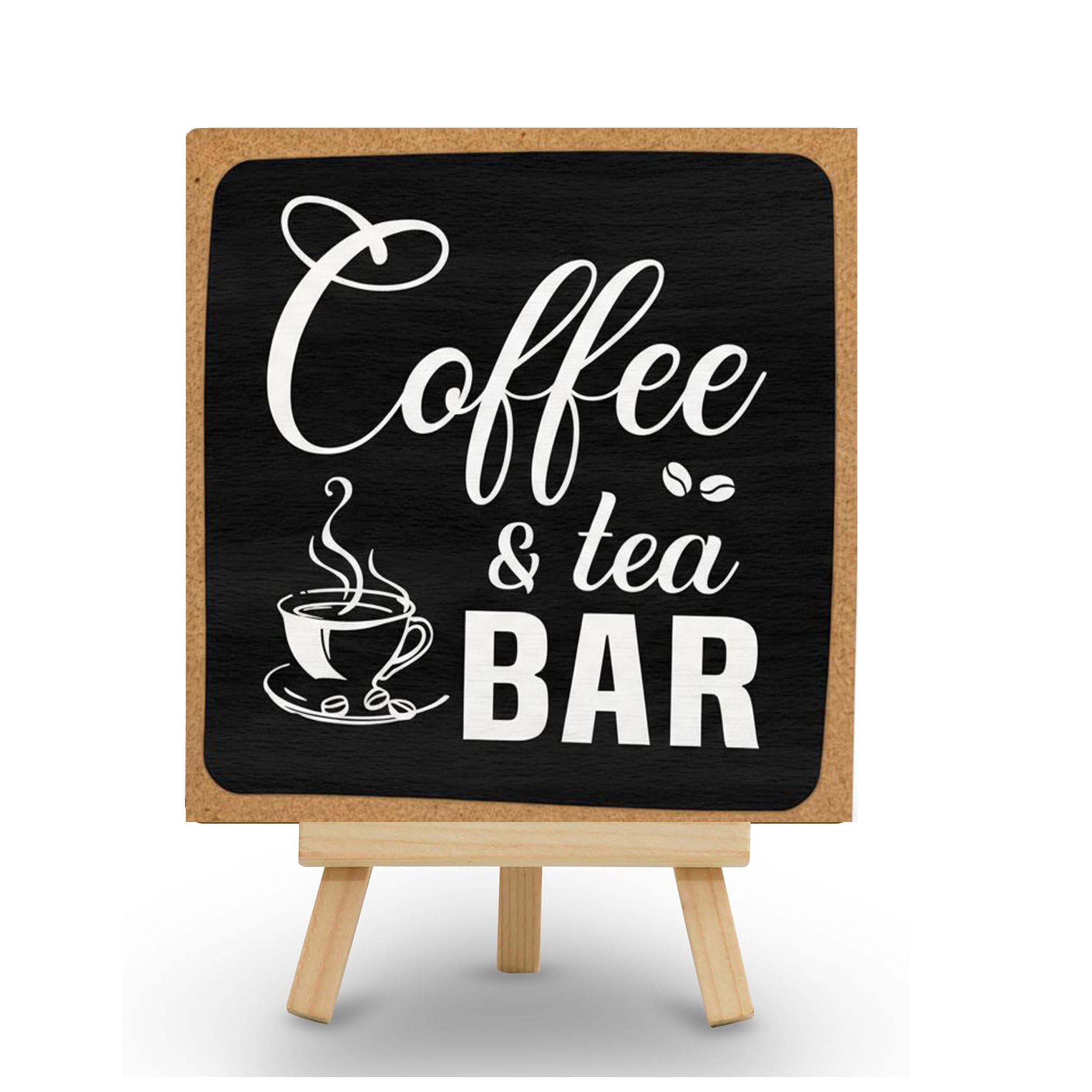 Coffee & Tea Bar Countertop Sign Wooden Sign with Easel - Home Decor, Kitchen, Desk Table Decorations-image-40
