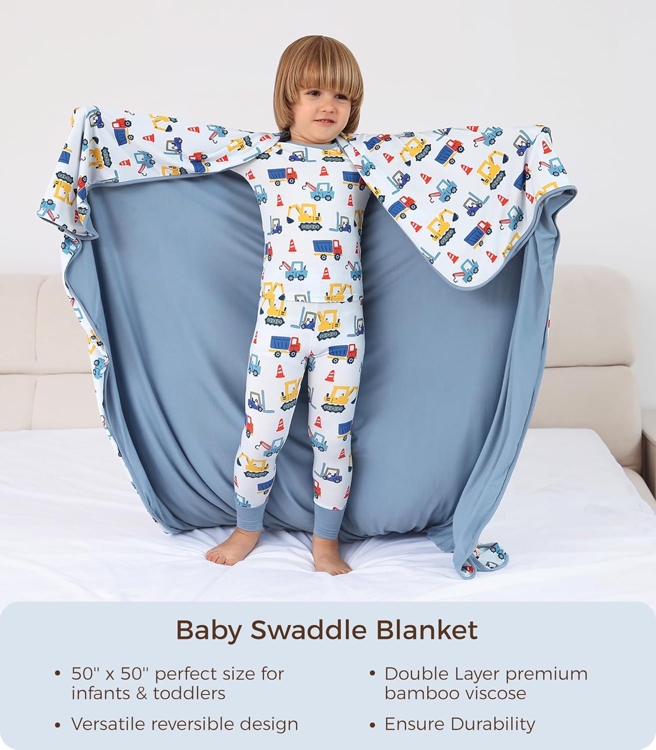 Premium Baby Blankets, Soft Viscose from Bamboo Blanket for Boys and Girls, Nursery Crib Bedding Quilt for Newborn and Toddler, Cooling for Hot Sleepers, 50'' x 50'' Blue Car