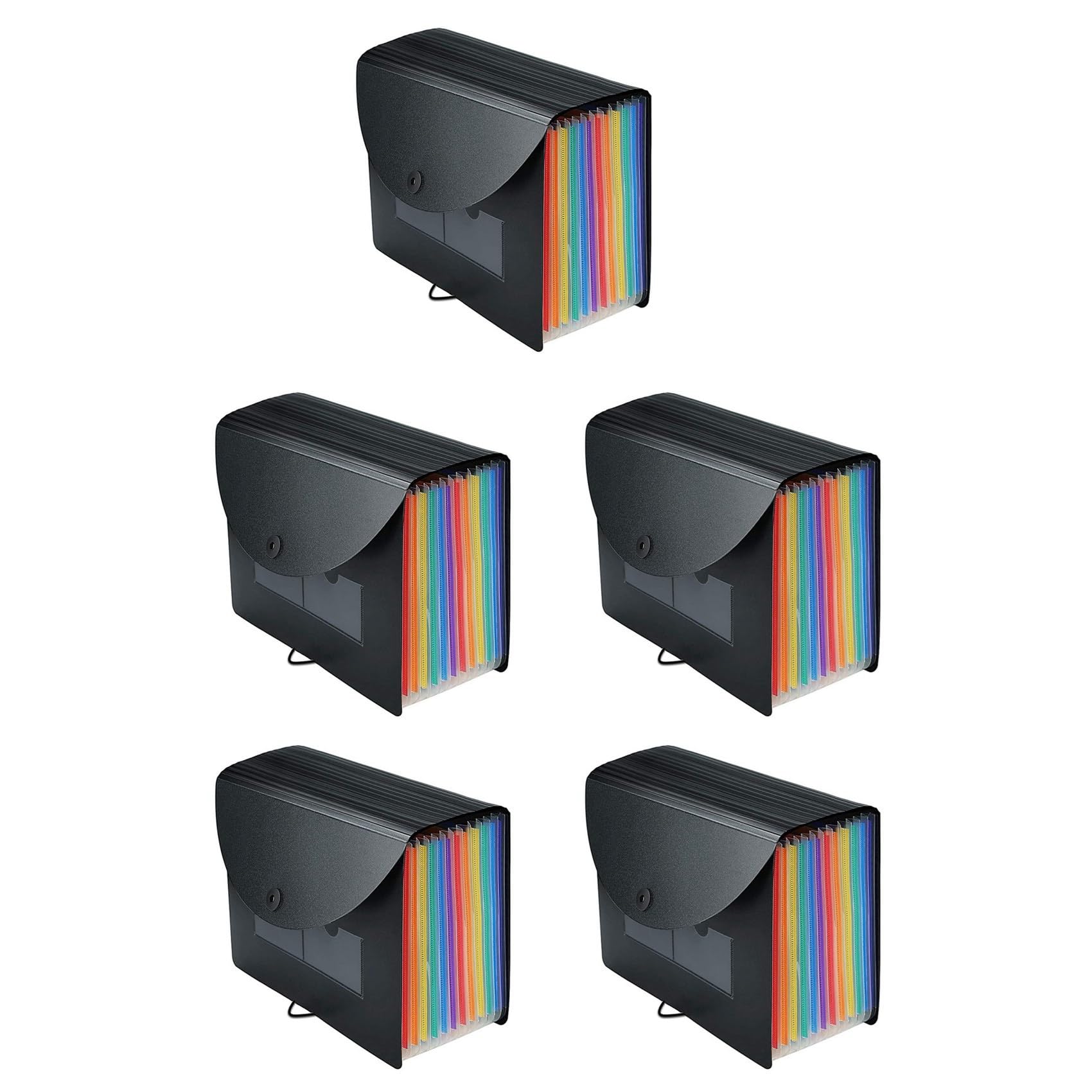5X Cartella di File Espandibile Scatola di Archiviazione per Organizer per File 12 Tasche, Cartelle A4 per Banconote/Documenti/Ricevute A Fisarmonica con Linguette Colorate