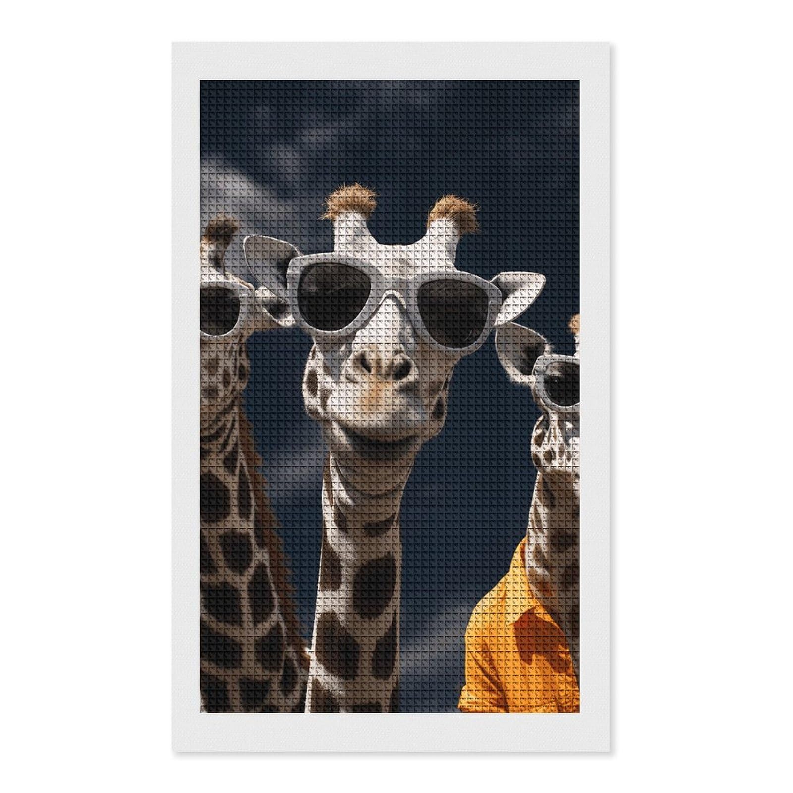Three Giraffes Wearing Sunglasses Diamond Art Kits for Adults, DIY 5D Diamonds Painting Kits for Beginner, Round Full Drill Diamond Dots Painting, 12"x20" Diamonds Pictures Gem Art And Crafts Wall Dec
