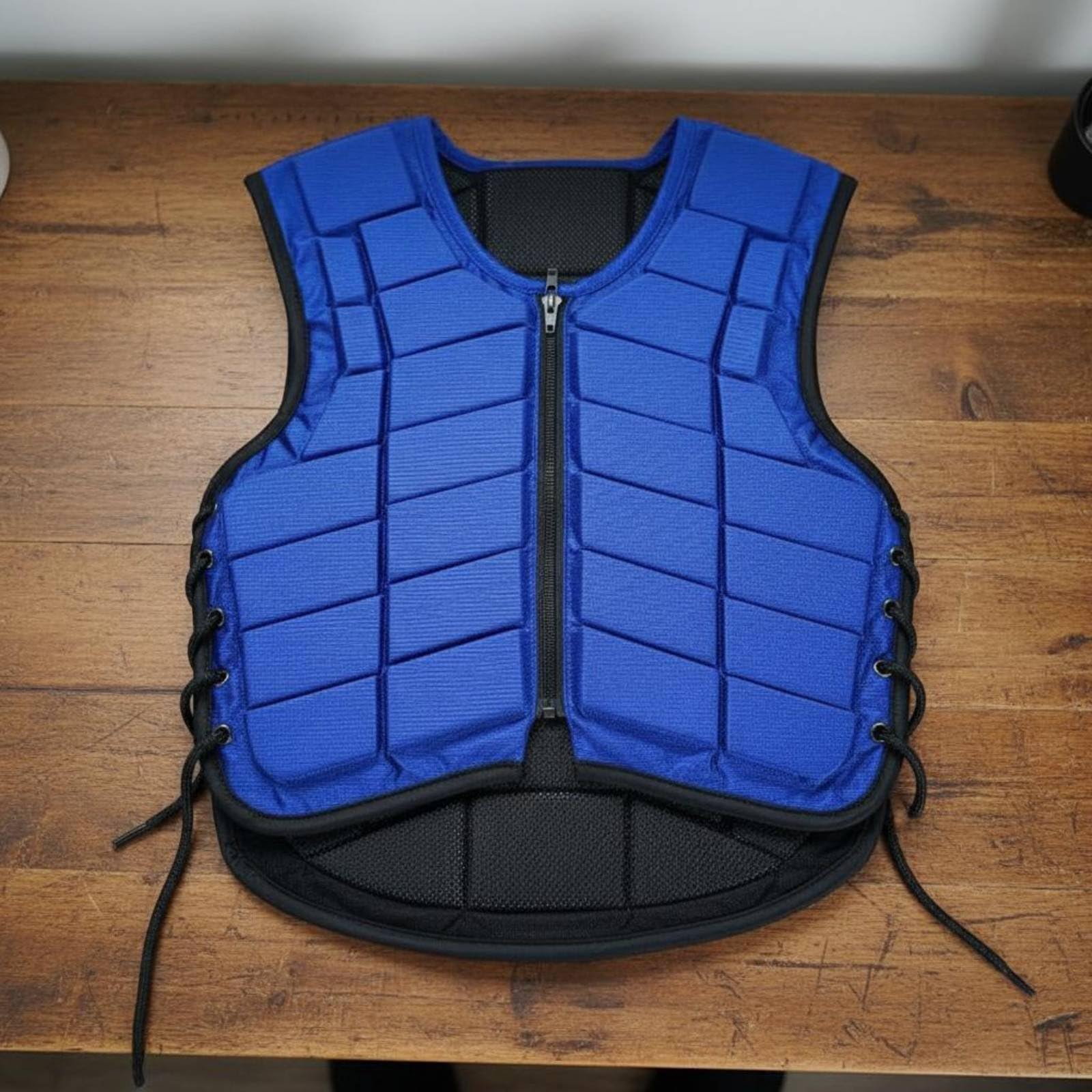 LOVIVER Chaleco Ecuestre con Paneles Segmentados Protector Corporal para Equitación Ajustable Mediante Cordones Laterales Material Absorbente de Golpes y Capa