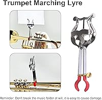 Vista 7 de Yibuy 5.4x2.0x0.7 in trompeta ligera de plata que marcha lira para instrumentos