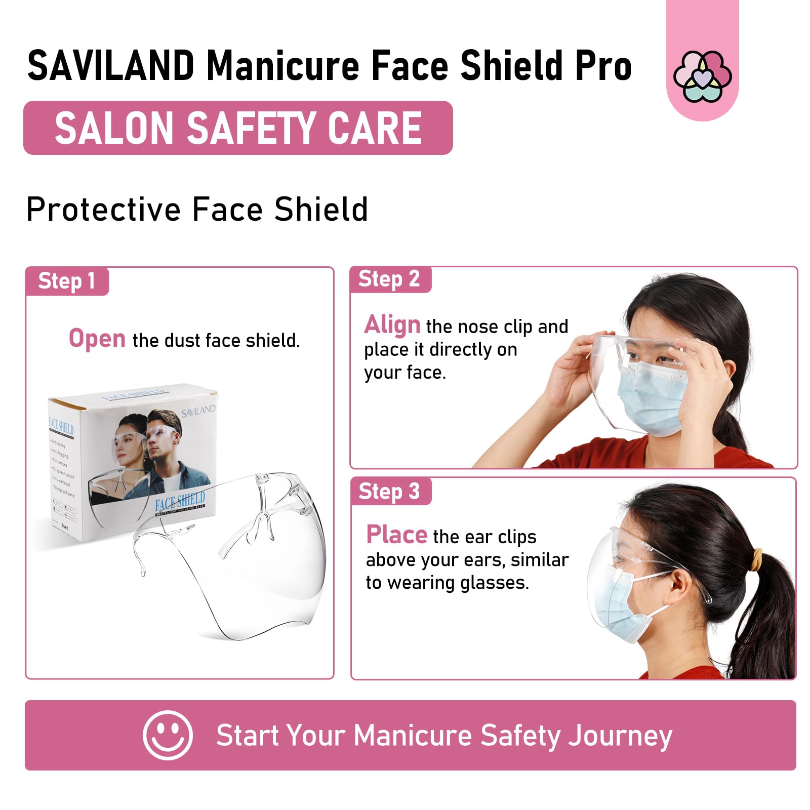 Saviland Nail Face Mask for Nail Drill: Salon Clear Visibility & Comfortable Wear Full Face Mask Splash Resistant Quicker DIY Nail Art Tools - Image 3