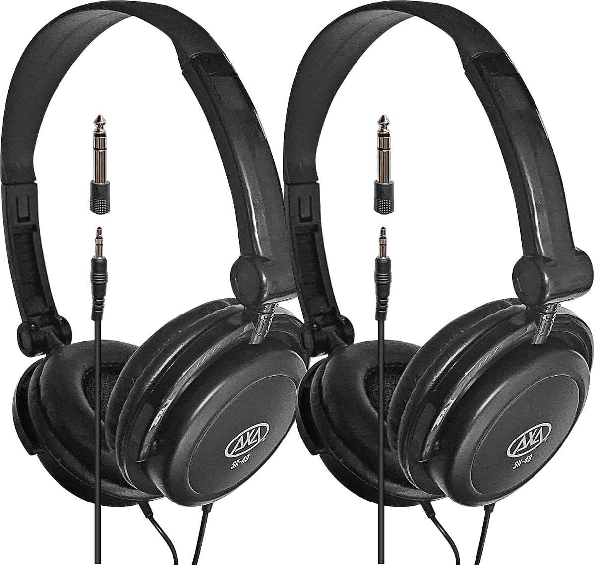 AxcessAbles On-Ear Closed-Back Studio Headphones | DJ Headphones with 6ft Cable and 1/4-inch Jack Adapter | 38mm Neodymium Driver Swiveling Cups | Recording Headphones 2-Pack