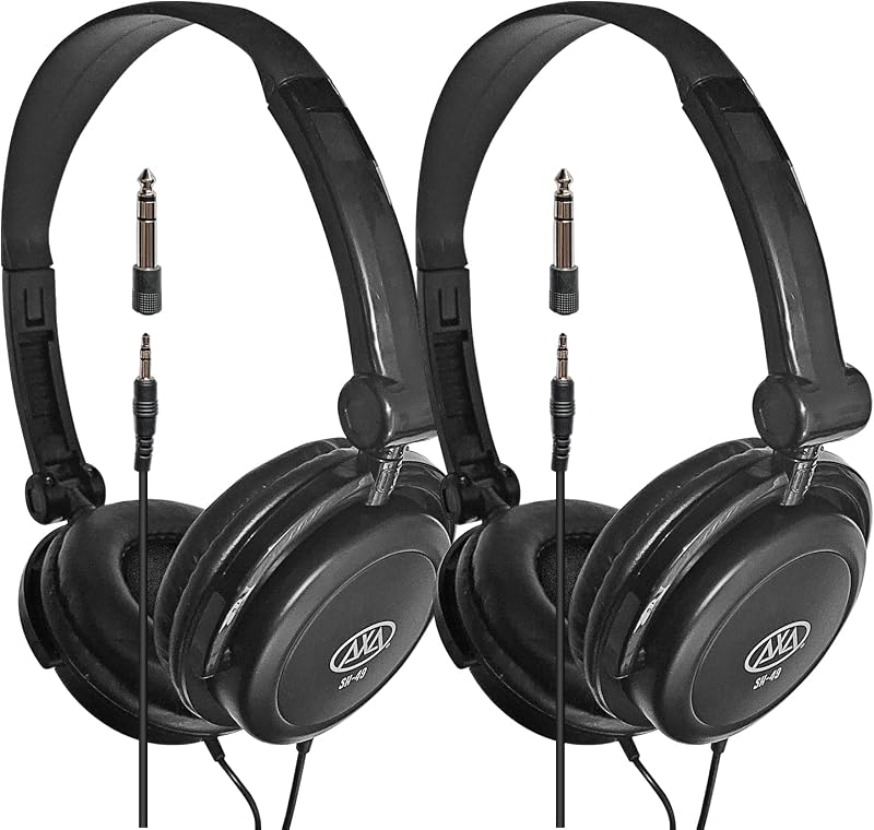 AxcessAbles On-Ear Closed-Back Studio Headphones | DJ Headphones with 6ft Cable and 1/4-inch Jack Adapter | 38mm Neodymium Driver Swiveling Cups | Recording Headphones 2-Pack