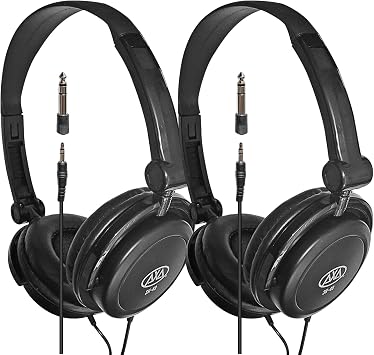 AxcessAbles On-Ear Closed-Back Studio Headphones | DJ Headphones with 6ft Cable and 1/4-inch Jack Adapter | 38mm Neodymium Driver Swiveling Cups | Recording Headphones 2-Pack