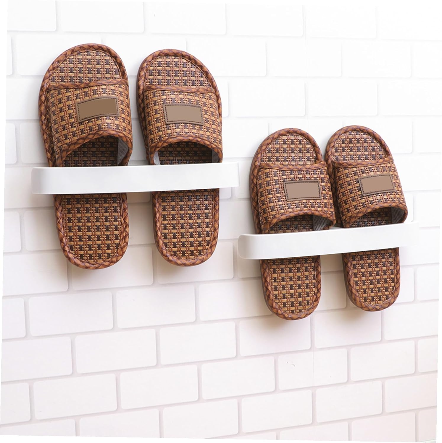 Levemolo Wall Mounted Slippers Organizer 5pcs White PP for Bathroom Hallway