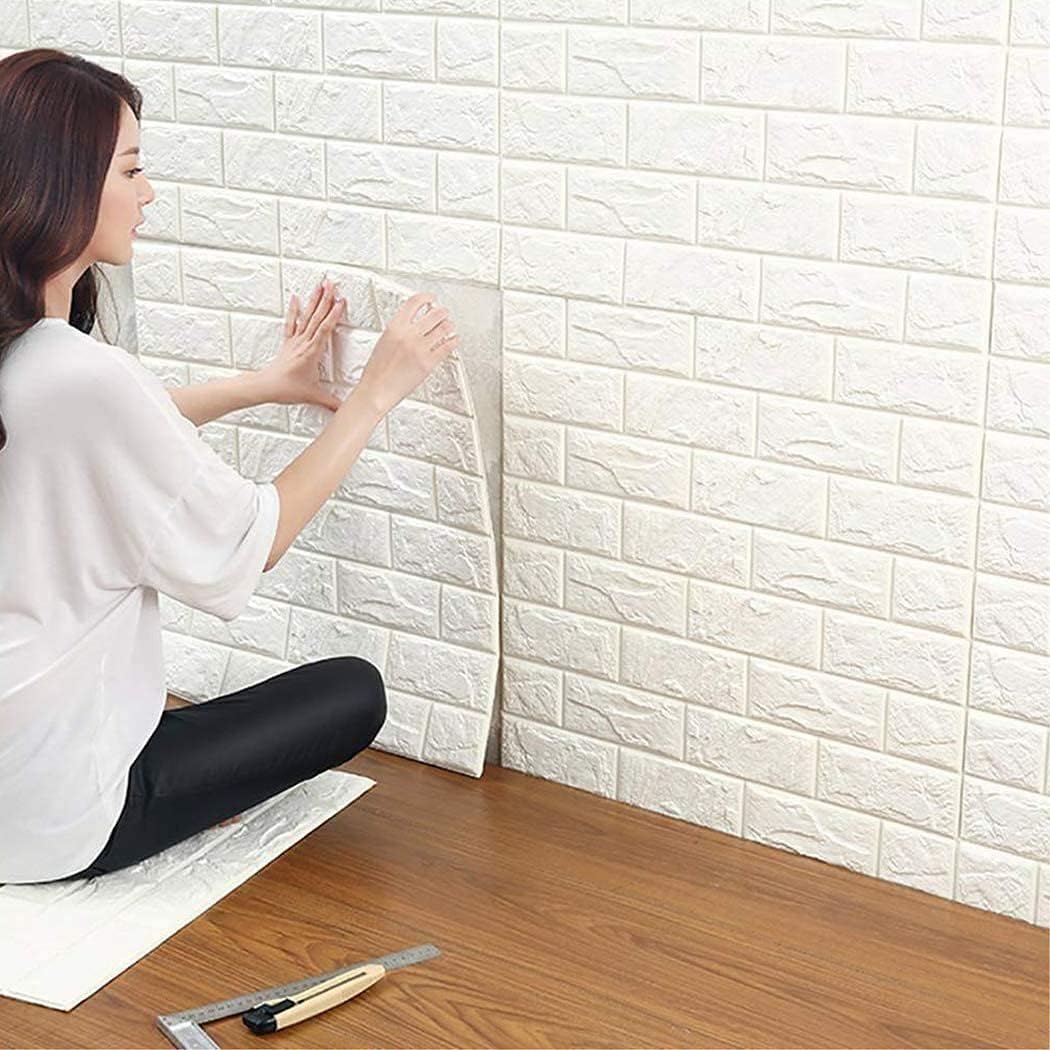 STL Brick Wallpaper - Self Adhesive PE Foam Brick Design 3D Wall Paper/DIY Wallpaper for Home Hotel Living Room Bedroom & Café (70 x 77cm, Appx. 5.8Sq Feet) White (Pack of 1) (B0DB293X1N) Amazon Price History, Amazon Price Tracker